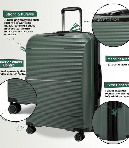 Abiko Set of 3 Hard Shell Suitcase in Olive