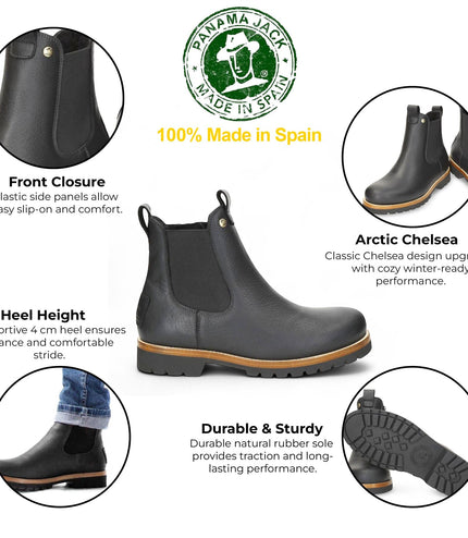 Panama Jack Men's Beny Igloo C1 Black Waterproof Leather Chelsea Boots