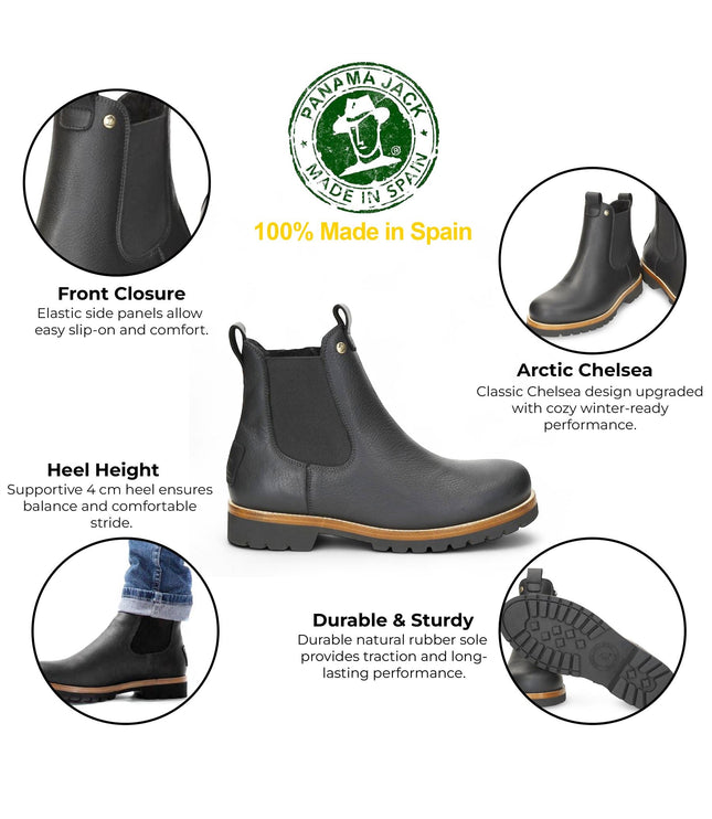 Panama Jack Men's Beny Igloo C1 Black Waterproof Leather Chelsea Boots