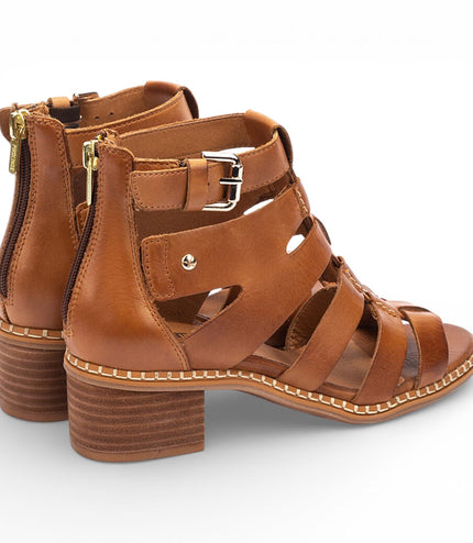 Pikolinos Women's Brown Leather Block-Heel Gladiator Sandals - Blanes