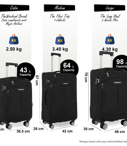 Delta Set of 3 Hard Shell Suitcase in Black