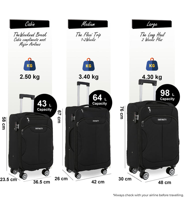 Delta Set of 3 Hard Shell Suitcase in Black