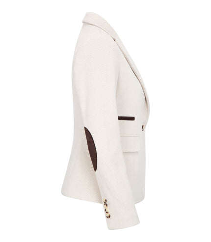 Women's Cream 2 Piece Set Wool Blend Tweed Blazer Waistcoat