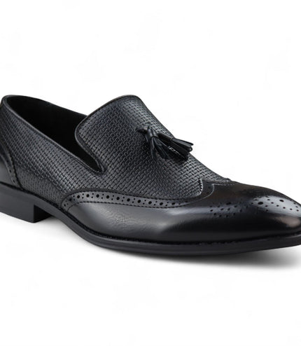 Men's Black Tassel Moccasin Loafers Smart Slip-On Dress Shoes