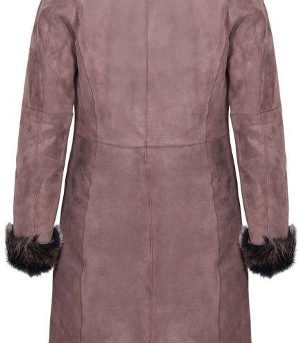 Womens Toscana Sheepskin Suede Trench Coat-Tbilisi - Brown Gold