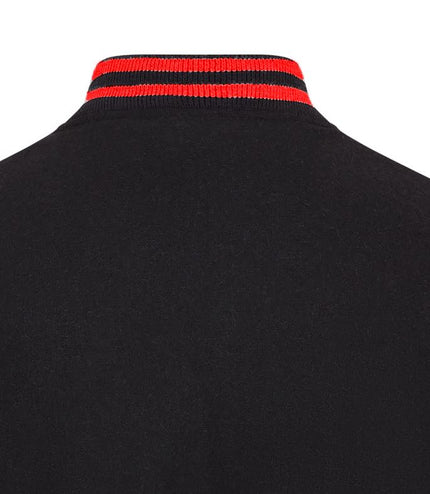 Letterman Baseball Wool Leather Varsity Bomber Jacket - Genoa - Black/Red
