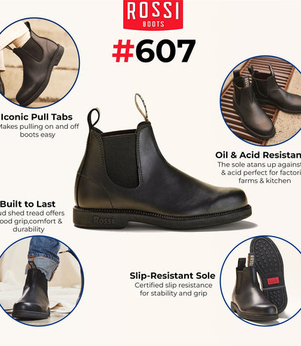 Rossi 607 Booma Black Leather Chelsea Boot