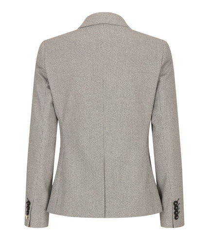 Women's Beige Tweed Tailored Fit Wool Blend Blazer