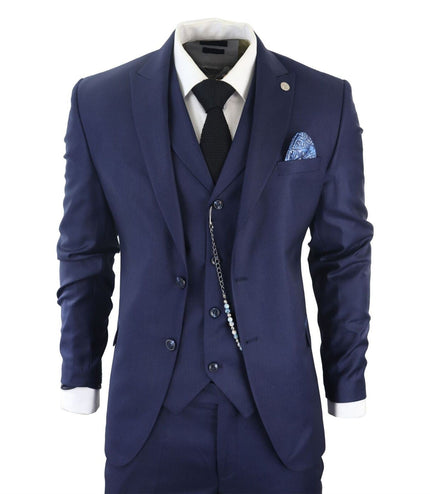 Men's Classic 3-Piece Plain Navy Suit