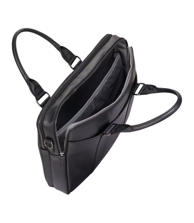 Genuine Leather Black Laptop Business Briefcase Office Work Travel Bag - Sutton