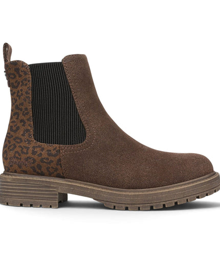 Blowfish Malibu Women's Brown Leopard Faux Suede Chelsea Boots - Alfie
