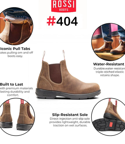 Rossi 404 Mocha Brown Leather Outdoor Chelsea Boots - Spinifex