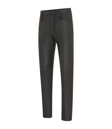 Mens Black Lamb Leather 501 Biker Jeans - Istanbul
