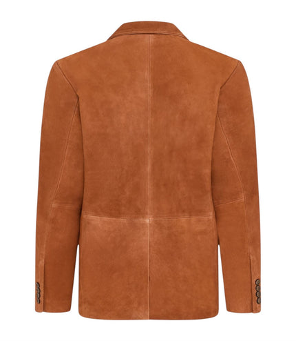 Mens Suede Blazer Jacket Soft Real Italian Leather Fitted Vintage Coat - Rust