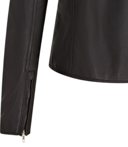 Women's Classic Brando Biker Leather Jacket - Broome - Black