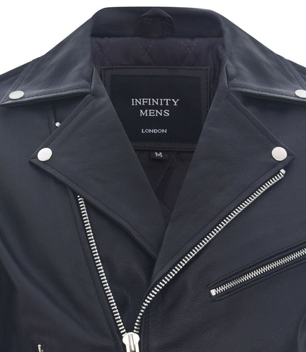 Mens Cow-Hide Black Brando Jacket -Venice - Black