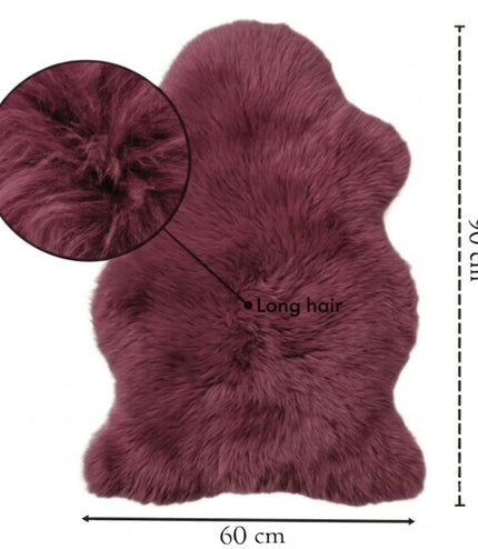 Genuine Burgundy Sheepskin Natural Silky Soft Fluffy Real Wool Rug