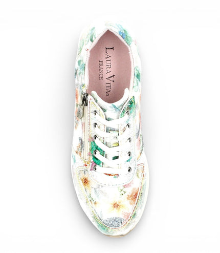 Laura Vita Women's Gycmo 58 Floral Leather Trainers Sneaker Shoes - Green