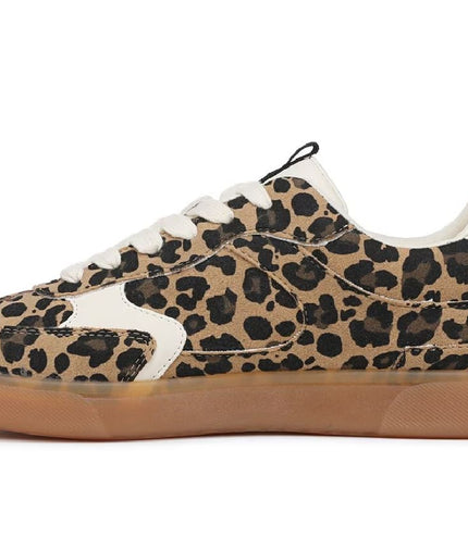 Blowfish Malibu Womens Leopard Brown Lace-Up Sneakers - Tastic