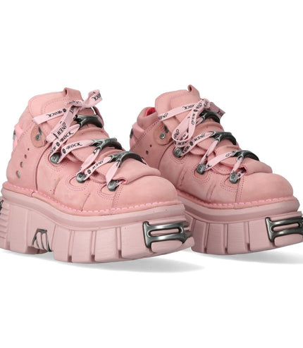 New Rock M-106-C153 Pink Tower Platform Gothic Punk Ankle Boots