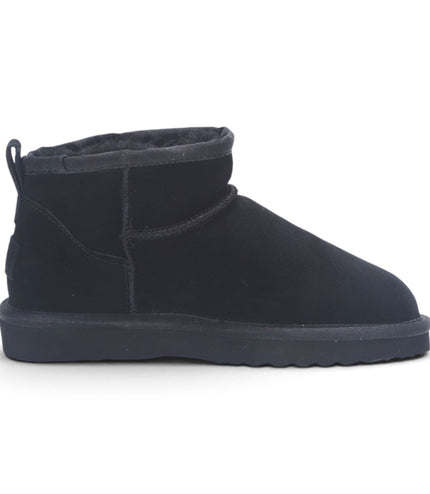 Women's Black Genuine Sheepskin Real Fur Winter Ankle Boots - Sable