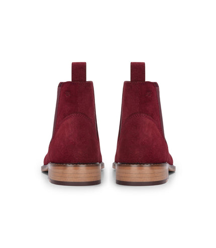 London Brogues Men's Burgundy Wine Suede Leather Slip-On Chelsea Ankle Boots