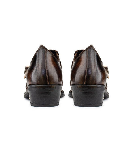 Men's Brown Leather Winklepickers Cowboy Cuban Biker Boots