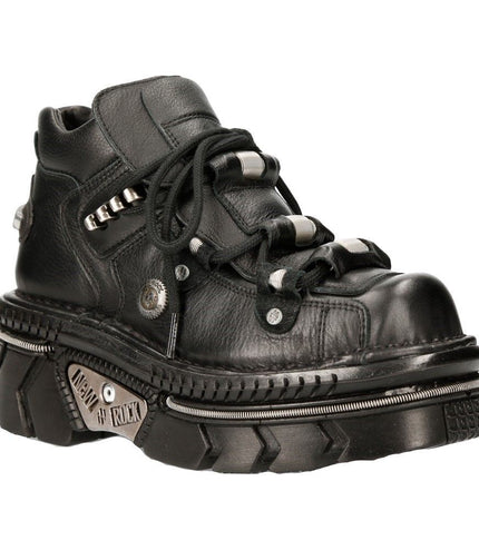 New Rock Unisex Metallic Black Leather Gothic Techno Boots - M-215-S6