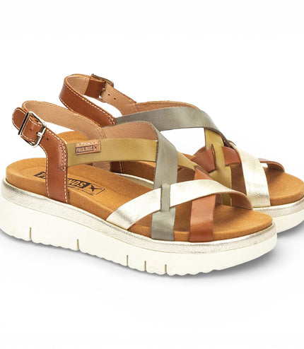 Pikolinos Women's Brown Leather Extra-Light Summer Wedge Sandals - Palma