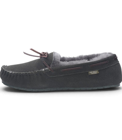 Men’s Olive Green Genuine Sheepskin Moccasin Winter Slippers - Flint