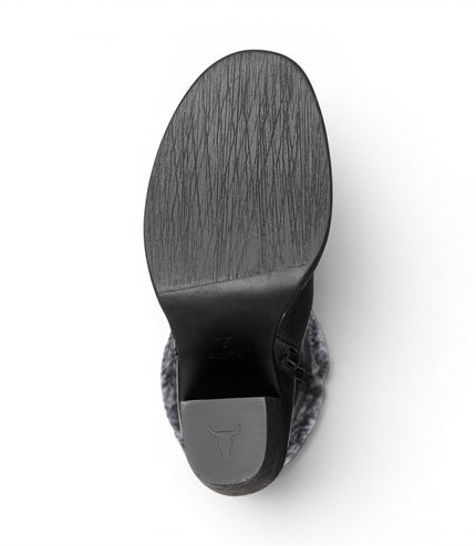 Windsorsmith Womens Mid Calf Black Leather High Heel Fur Boots - Lovestruck