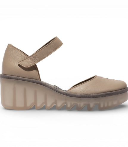 Fly London Women's Taupe BISO305FLY Suede Leather Wedge Sandals