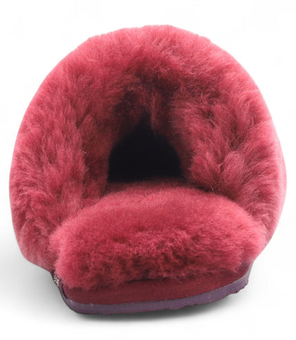 Women's Sheepskin Slippers Burgundy Warm Winter Fur Mule - Aurora