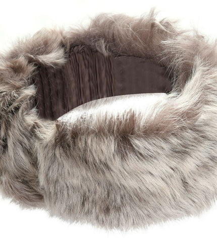 Ladies  Toscana 100% Sheepskin Leather Headband - Taupe Silver