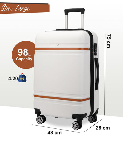 Calgary Large Hard Shell Suitcase in Cream White