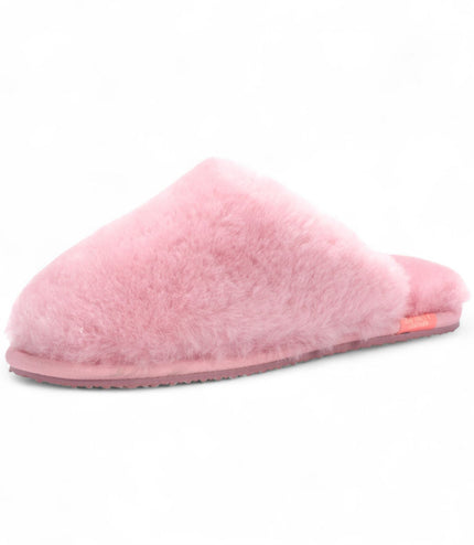 Women's Sheepskin Slippers Pink Warm Winter Fur Mule - Aurora