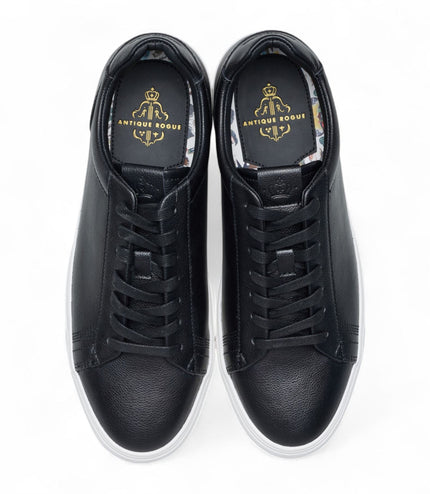 Antique Rogue Men's Black Leather Trainer Sneaker Shoes - Gibbs