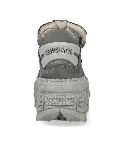 New Rock M-106Wall-C63 Grey Leather Urban Gothic Ankle Boots