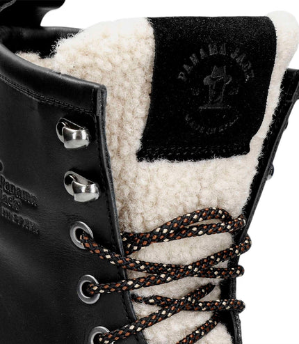 Panama Jack Women's Black Leather Waterproof Warm Heeled Lace-Up Boots - Tibi B1