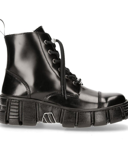 New Rock Leather Gothic Biker Ankle Boots- M-WALL005N-C6