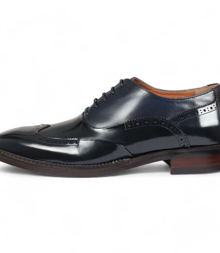 Justin Reess Men's Blue Patent Leather Brogue Formal Shoes - Harry
