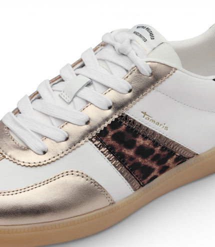 Tamaris Women's White Leopard Leather Trainers Sneaker Shoes