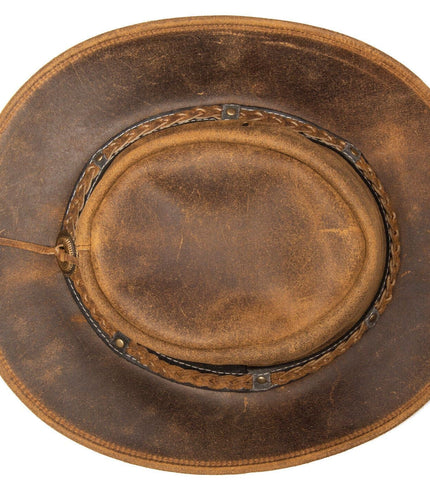 Cowboy Aussie Real Leather Hat Australian Tan Brown Western Outback Bush Hat