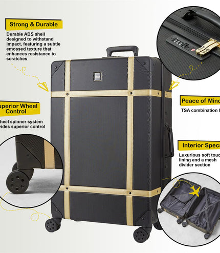 Alston Set of 3 Hard Shell Suitcase in Black Gold