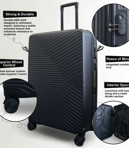 Junee Large Hard Shell Suitcase in Black