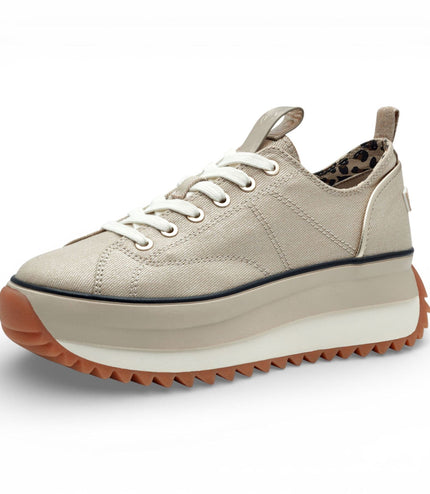Tamaris Women's Platform Trainers Beige Lace-Up Sneaker Shoes