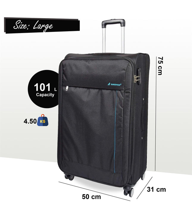 Clevedon Large Soft Shell Suitcase in Black
