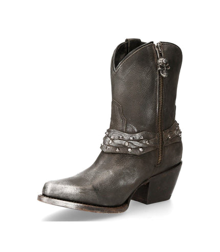 New Rock Black Leather Pointed Cowboy Boots - WSTM005-S1