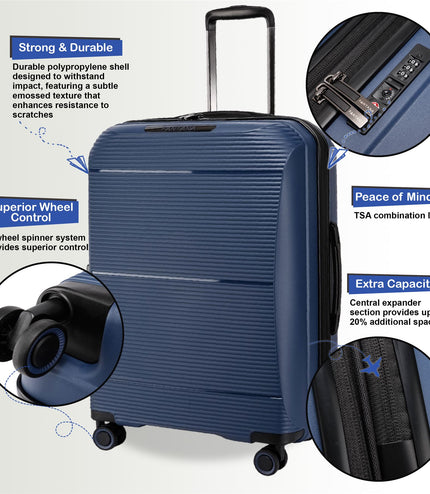 Abiko Set of 3 Hard Shell Suitcase in Navy