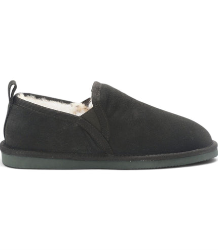 Men's Olive Green Genuine Sheepskin Suede Slipper Winter Moccasins - Cedar